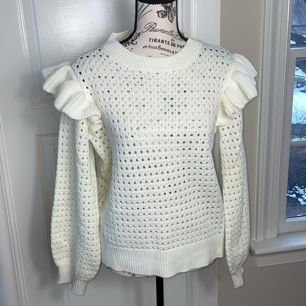 Sasha Pointelle Ruffled Sweater - Picture 3 of 10
